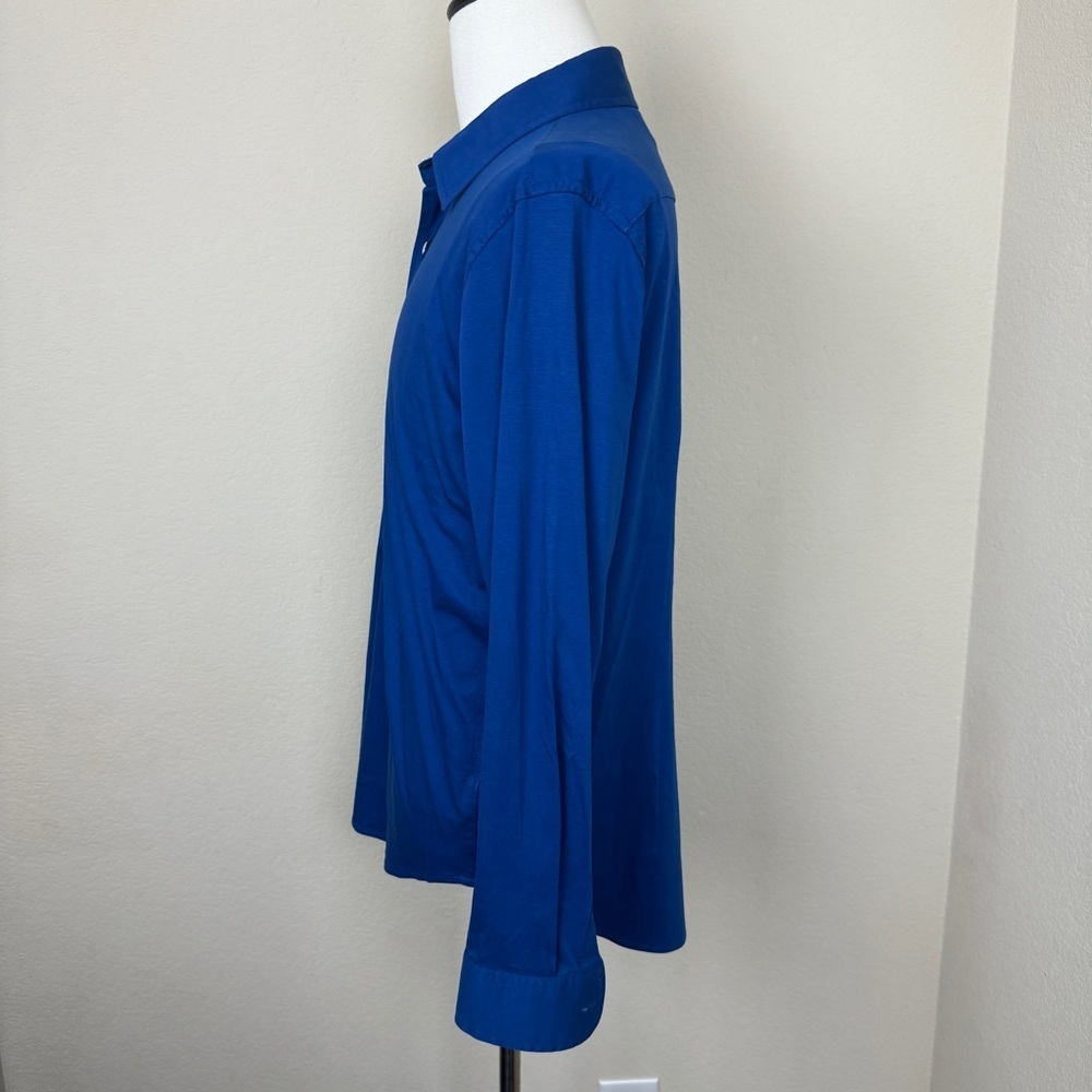 Buttercloth Shirt Mens Large Blue Button Up Long Sleeve Regular Flip Cuff - Picture 4 of 8